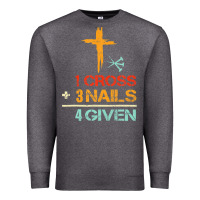 Charcoal Heather Vintage 1 Cross 3 Nails Forgiven Christian Easter Gift Premium Sweatshirt - lanVoArt