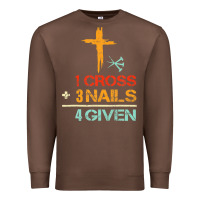Chestnut Vintage 1 Cross 3 Nails Forgiven Christian Easter Gift Premium Sweatshirt - lanVoArt