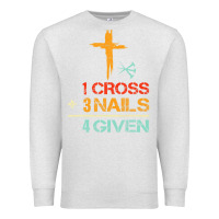 Oatmeal Heather Vintage 1 Cross 3 Nails Forgiven Christian Easter Gift Premium Sweatshirt - lanVoArt