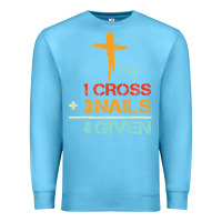 Ocean Blue Vintage 1 Cross 3 Nails Forgiven Christian Easter Gift Premium Sweatshirt - lanVoArt