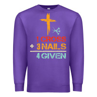 Purple Vintage 1 Cross 3 Nails Forgiven Christian Easter Gift Premium Sweatshirt - lanVoArt