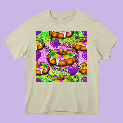 Mardi Gras King Cake Seamless Pattern Heavy Core Tee Designed By Bundleandbundleshop