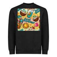 Black sweet summer coffee cups with colorful leopard and sea stars seamless  Heavyweight Sweatshirt - BundleAndBundleShop