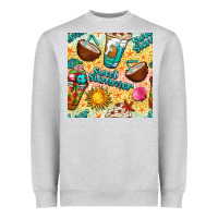 Heather Grey sweet summer coffee cups with colorful leopard and sea stars seamless  Heavyweight Sweatshirt - BundleAndBundleShop