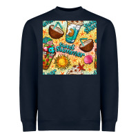 Navy sweet summer coffee cups with colorful leopard and sea stars seamless  Heavyweight Sweatshirt - BundleAndBundleShop