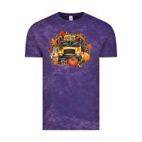 Cloud Purple Fall School Bus Vintage Tee - texasbilliewilder