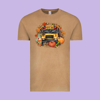 Fall School Bus Vintage Tee Designed By Texasbilliewilder