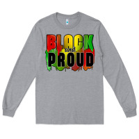 Heather Grey black and proud Long Sleeve Tee - CowGirlArtShop