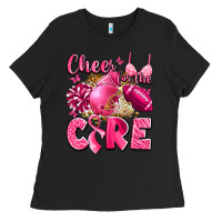 Black cheer for the cure breast cancer Ladies Tee - LillyAllenDesigns