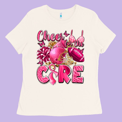 Cheer For The Cure Breast Cancer Ladies Tee Designed By Lillyallendesigns