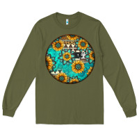Army Green Round western pattern Long Sleeve Tee - Jasminsmagicworld