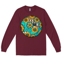 Burgundy Round western pattern Long Sleeve Tee - Jasminsmagicworld