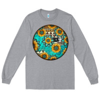Heather Grey Round western pattern Long Sleeve Tee - Jasminsmagicworld