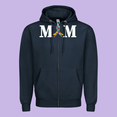 Lil Autism Mom Zipper Hoodie Designed By Cowhidedigitalart