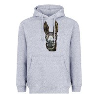 Heather Grey Donkey  Face Heavyweight Hoodie - LillyAllenDesigns