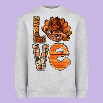 Thanksgiving With Turkey Love Bbs Heavyweight Sweatshirt Designed By Bundleandbundleshop