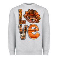 Heather Grey thanksgiving with turkey love bbs Heavyweight Sweatshirt - BundleAndBundleShop