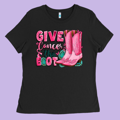 Give Cancer The Boot Ladies Tee Designed By Lillyallendesigns