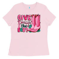 Bubblegum Pink give cancer the boot Ladies Tee - LillyAllenDesigns
