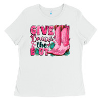 White give cancer the boot Ladies Tee - LillyAllenDesigns