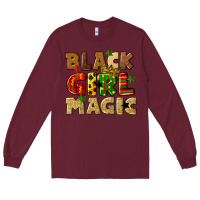 Burgundy black girl magic juneteenth Long Sleeve Tee - CowGirlArtShop