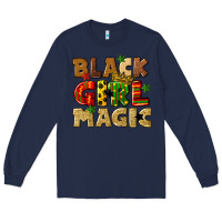 Navy black girl magic juneteenth Long Sleeve Tee - CowGirlArtShop
