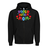 Black LIL Autism Mom Zipper Hoodie - CowhideDigitalArt