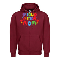Burgundy LIL Autism Mom Zipper Hoodie - CowhideDigitalArt