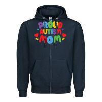 Navy LIL Autism Mom Zipper Hoodie - CowhideDigitalArt