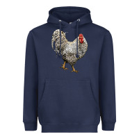 Navy dominique rooster Heavyweight Hoodie - LillyAllenDesigns