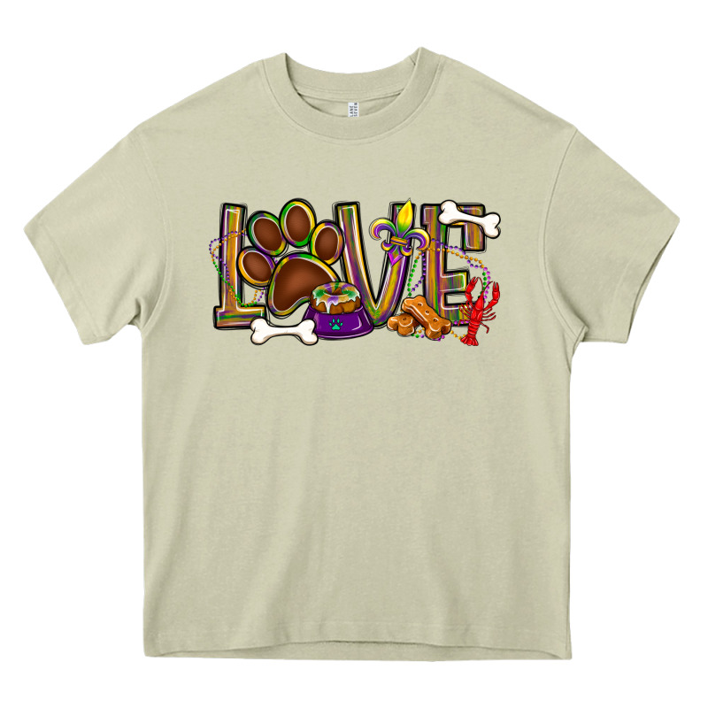 Mardi Gras Love Dog Paw Heavy Core Tee by BundleAndBundleShop | Teevron