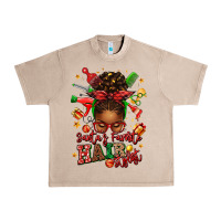 French Oak santas favorite hair stylist afro messy bun Urban Heavy Tee - texasbilliewilder
