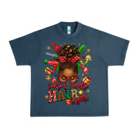 Midnight Navy santas favorite hair stylist afro messy bun Urban Heavy Tee - texasbilliewilder