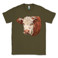 Army Green hereford cow face Classic Tee - LillyAllenDesigns