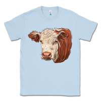 Dusty Blue hereford cow face Classic Tee - LillyAllenDesigns