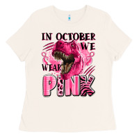 Bone in october we wear pink dinosaur Ladies Tee - LillyAllenDesigns