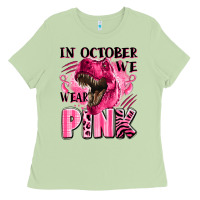 Matcha in october we wear pink dinosaur Ladies Tee - LillyAllenDesigns