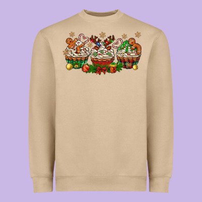 Christmas Cupcake With Gingerbreads Bbs Heavyweight Sweatshirt Designed By Bundleandbundleshop