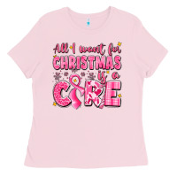 Bubblegum Pink all i want for christmas is a cure breast cancer Ladies Tee - LillyAllenDesigns