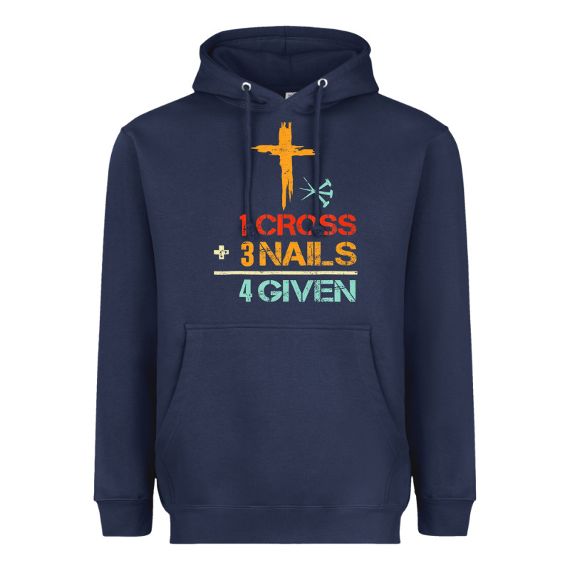 Vintage 1 Cross 3 Nails Forgiven Christian Easter Gift Heavyweight Hoodie by lanVoArt | Teevron