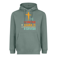 Sage Vintage 1 Cross 3 Nails Forgiven Christian Easter Gift Heavyweight Hoodie - lanVoArt