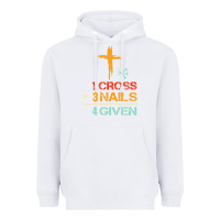White Vintage 1 Cross 3 Nails Forgiven Christian Easter Gift Heavyweight Hoodie - lanVoArt