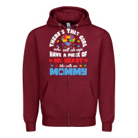 Burgundy lil autism mom Zipper Hoodie - CowhideDigitalArt
