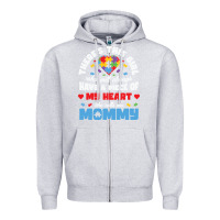 Heather Grey lil autism mom Zipper Hoodie - CowhideDigitalArt