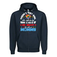 Navy lil autism mom Zipper Hoodie - CowhideDigitalArt