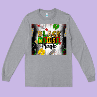 Black Nurse Magic Long Sleeve Tee Designed By Cowgirlartshop