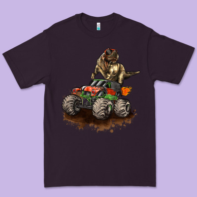 Monster Truck And T Rex Dinosaur Premium Tee Designed By Lillyallendesigns