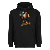 Black american game rooster standing Heavyweight Hoodie - LillyAllenDesigns