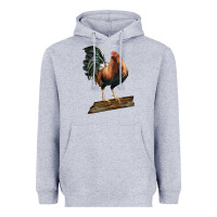 Heather Grey american game rooster standing Heavyweight Hoodie - LillyAllenDesigns
