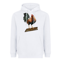 White american game rooster standing Heavyweight Hoodie - LillyAllenDesigns